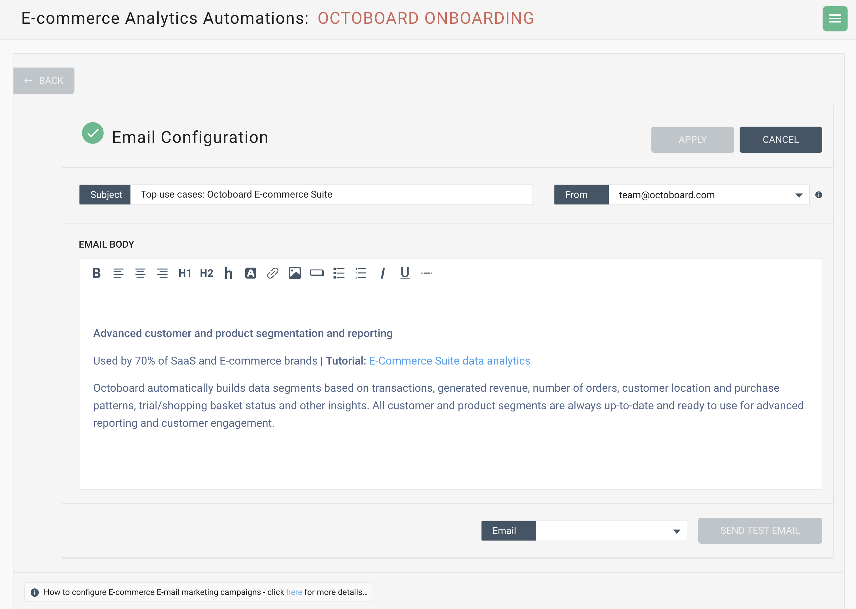 Sample email configuration